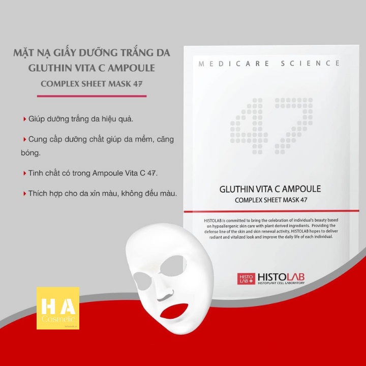 Mặt nạ giấy dưỡng trắng da Histolab Gluthin Vita C Ampoule Complex Sheet Mask 47